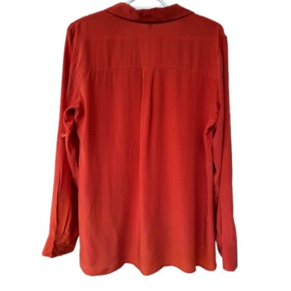 Eileen Fisher long sleeve button down shirt red orange women's size S - Picture 4 of 6
